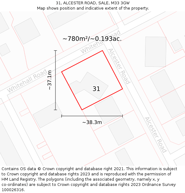 31, ALCESTER ROAD, SALE, M33 3GW: Plot and title map