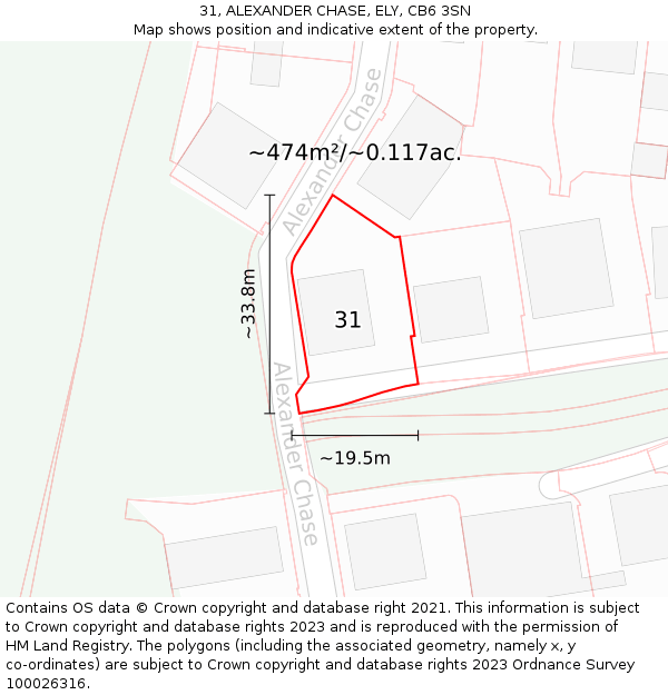 31, ALEXANDER CHASE, ELY, CB6 3SN: Plot and title map