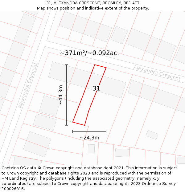 31, ALEXANDRA CRESCENT, BROMLEY, BR1 4ET: Plot and title map
