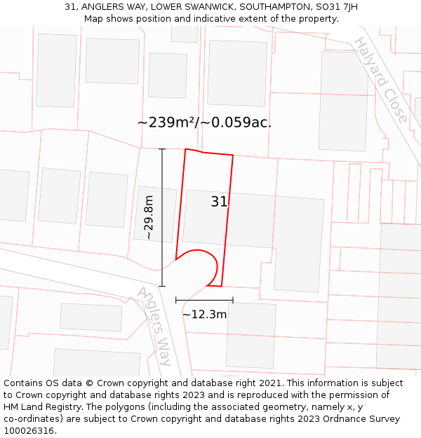31, ANGLERS WAY, LOWER SWANWICK, SOUTHAMPTON, SO31 7JH: Plot and title map
