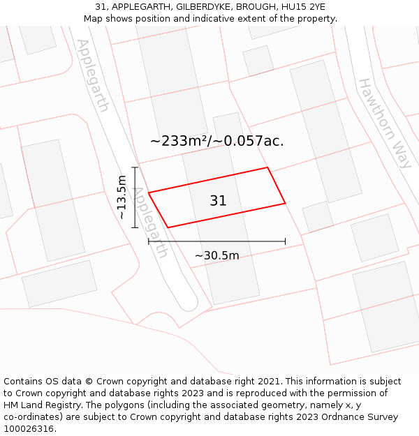 31, APPLEGARTH, GILBERDYKE, BROUGH, HU15 2YE: Plot and title map