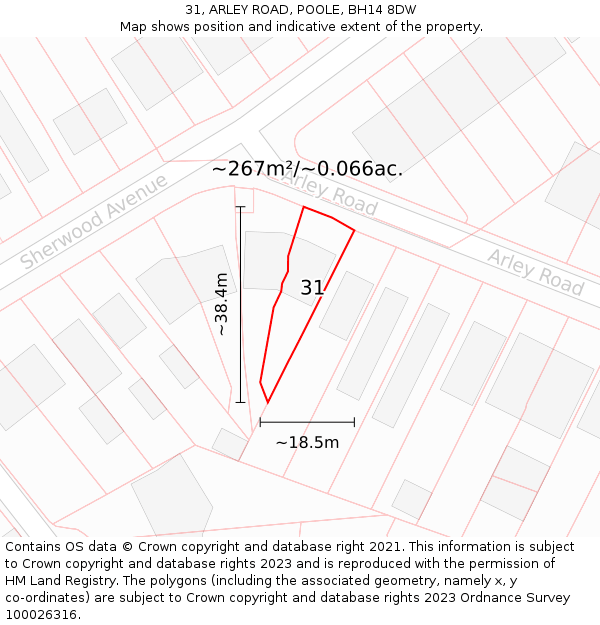 31, ARLEY ROAD, POOLE, BH14 8DW: Plot and title map