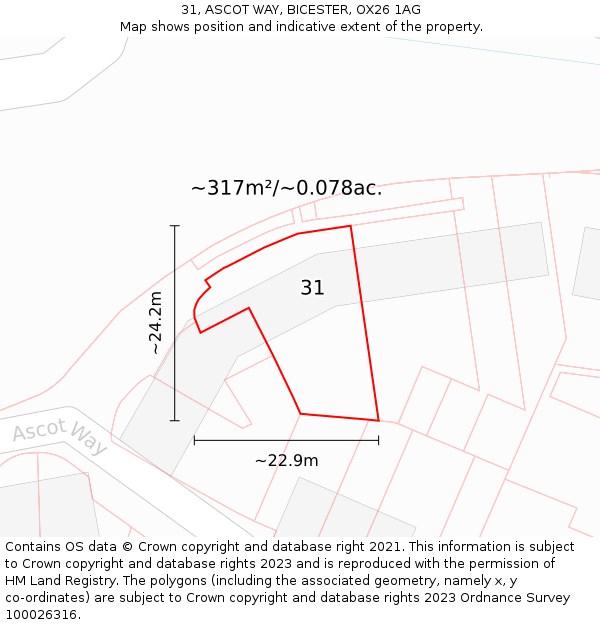 31, ASCOT WAY, BICESTER, OX26 1AG: Plot and title map