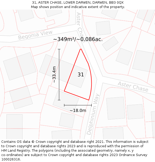 31, ASTER CHASE, LOWER DARWEN, DARWEN, BB3 0QX: Plot and title map