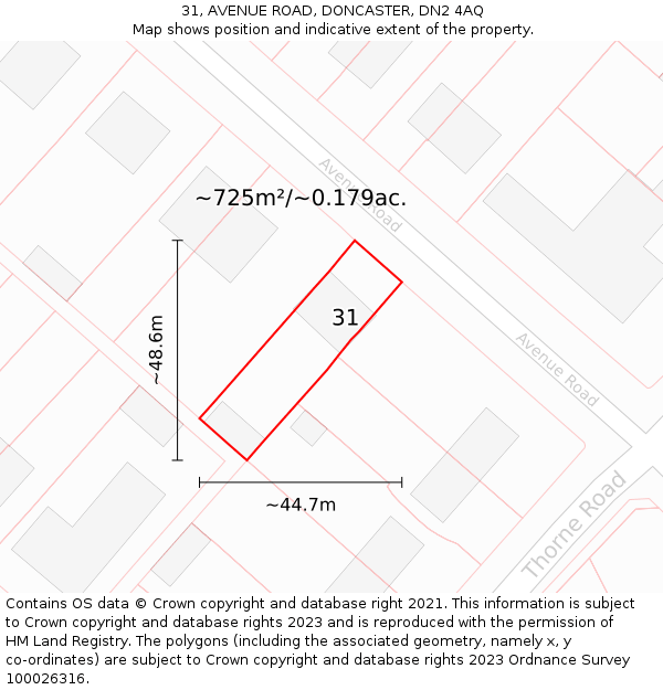 31, AVENUE ROAD, DONCASTER, DN2 4AQ: Plot and title map