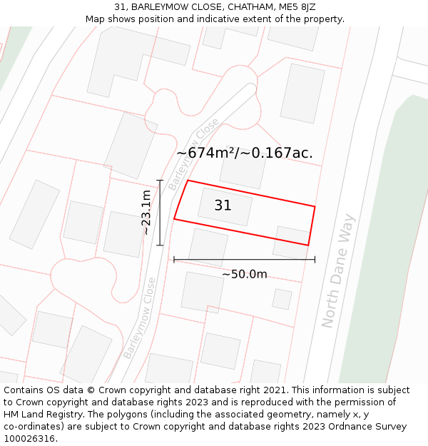 31, BARLEYMOW CLOSE, CHATHAM, ME5 8JZ: Plot and title map