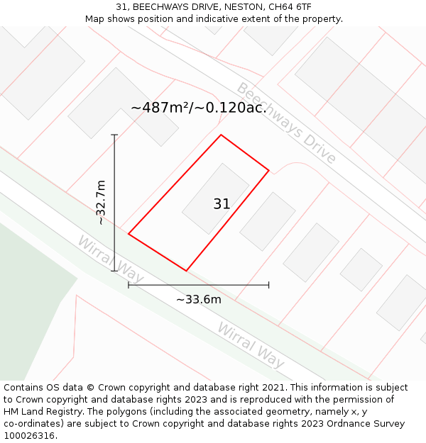 31, BEECHWAYS DRIVE, NESTON, CH64 6TF: Plot and title map