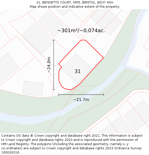 31, BENNETTS COURT, YATE, BRISTOL, BS37 4XH: Plot and title map