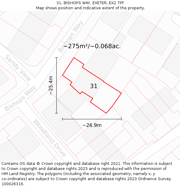31, BISHOPS WAY, EXETER, EX2 7PF: Plot and title map