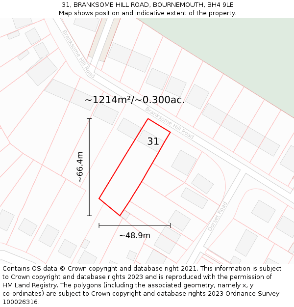 31, BRANKSOME HILL ROAD, BOURNEMOUTH, BH4 9LE: Plot and title map