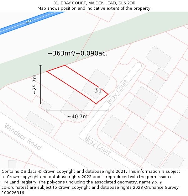 31, BRAY COURT, MAIDENHEAD, SL6 2DR: Plot and title map