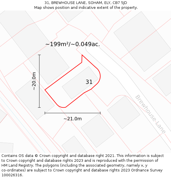 31, BREWHOUSE LANE, SOHAM, ELY, CB7 5JD: Plot and title map