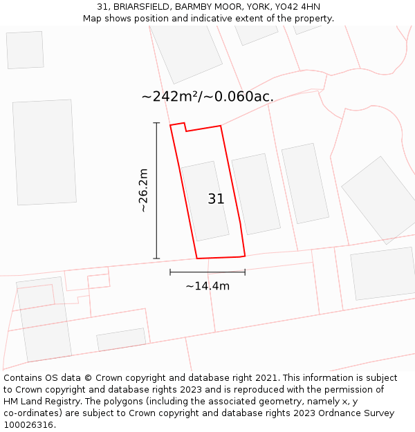 31, BRIARSFIELD, BARMBY MOOR, YORK, YO42 4HN: Plot and title map