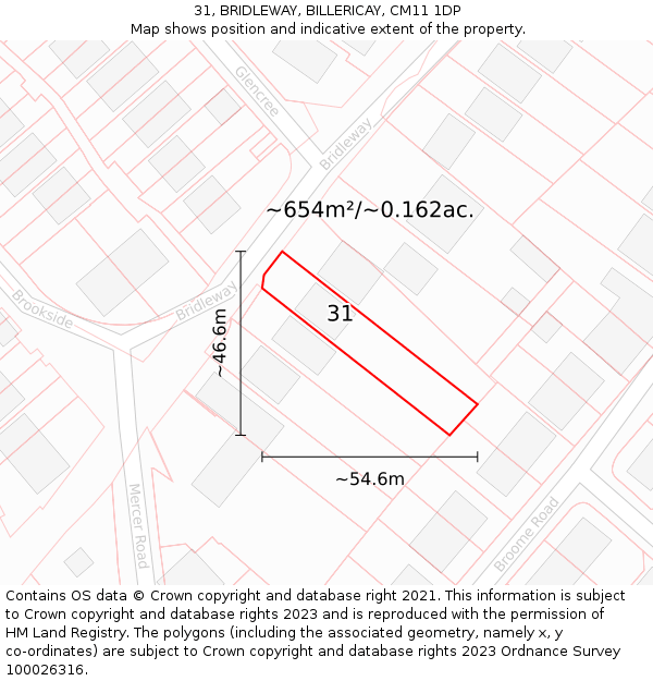 31, BRIDLEWAY, BILLERICAY, CM11 1DP: Plot and title map