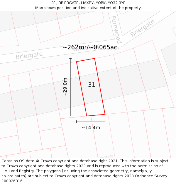 31, BRIERGATE, HAXBY, YORK, YO32 3YP: Plot and title map