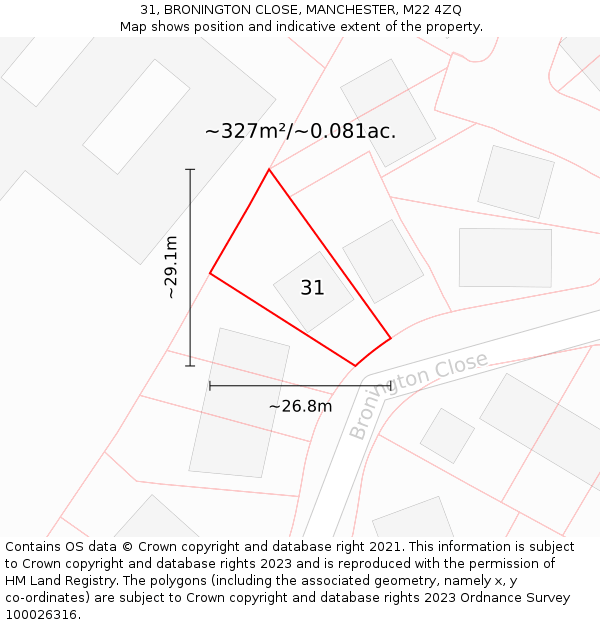 31, BRONINGTON CLOSE, MANCHESTER, M22 4ZQ: Plot and title map