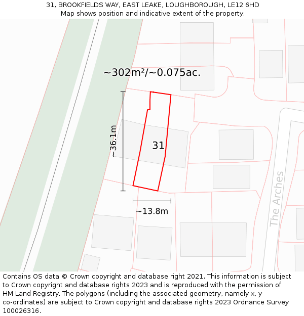 31, BROOKFIELDS WAY, EAST LEAKE, LOUGHBOROUGH, LE12 6HD: Plot and title map