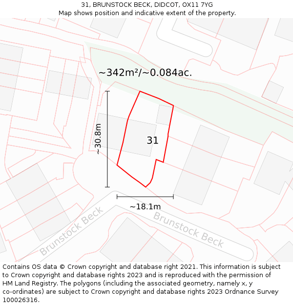 31, BRUNSTOCK BECK, DIDCOT, OX11 7YG: Plot and title map