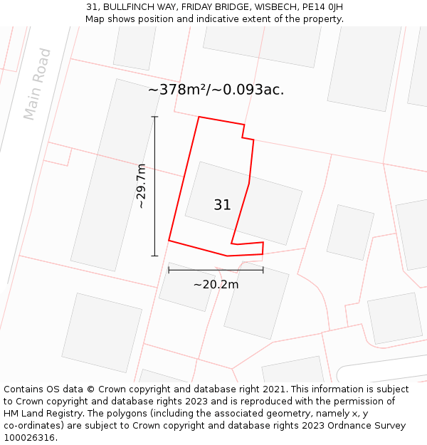 31, BULLFINCH WAY, FRIDAY BRIDGE, WISBECH, PE14 0JH: Plot and title map