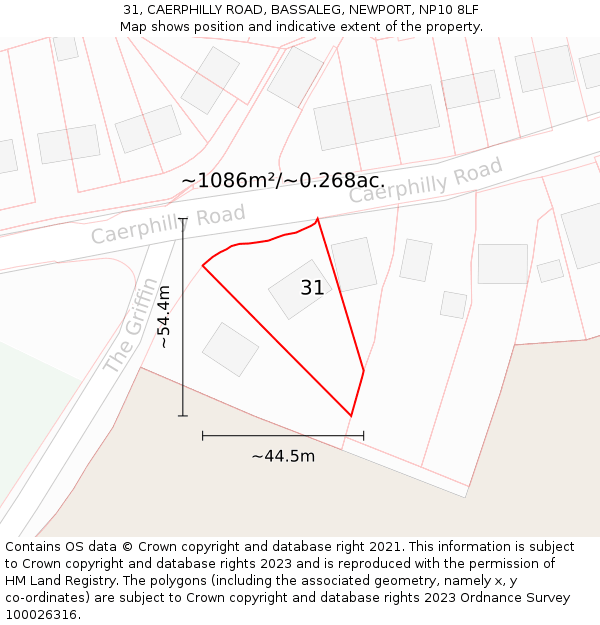 31, CAERPHILLY ROAD, BASSALEG, NEWPORT, NP10 8LF: Plot and title map