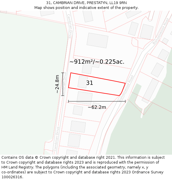31, CAMBRIAN DRIVE, PRESTATYN, LL19 9RN: Plot and title map