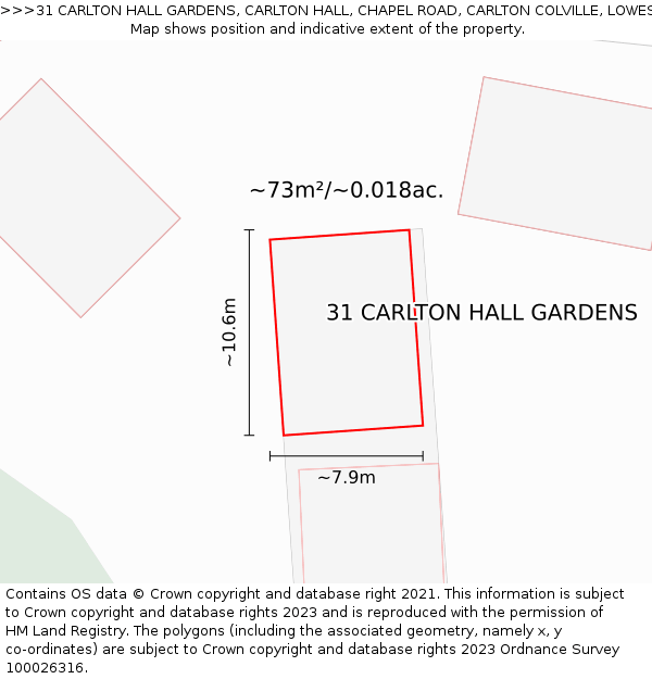 31 CARLTON HALL GARDENS, CARLTON HALL, CHAPEL ROAD, CARLTON COLVILLE, LOWESTOFT, NR33 8BL: Plot and title map