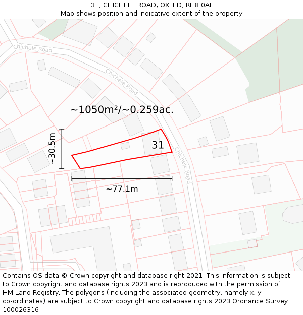 31, CHICHELE ROAD, OXTED, RH8 0AE: Plot and title map