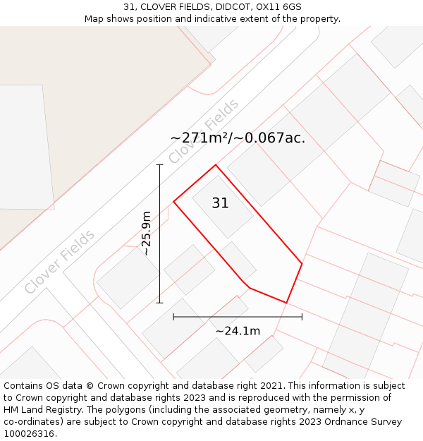 31, CLOVER FIELDS, DIDCOT, OX11 6GS: Plot and title map