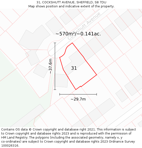 31, COCKSHUTT AVENUE, SHEFFIELD, S8 7DU: Plot and title map