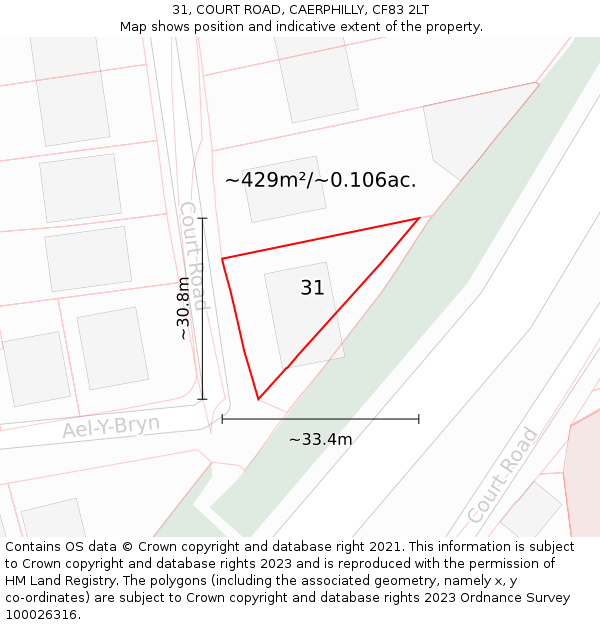 31, COURT ROAD, CAERPHILLY, CF83 2LT: Plot and title map