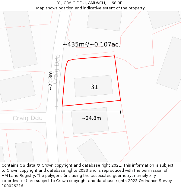 31, CRAIG DDU, AMLWCH, LL68 9EH: Plot and title map