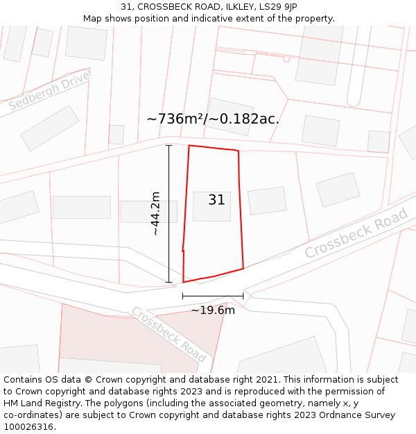 31, CROSSBECK ROAD, ILKLEY, LS29 9JP: Plot and title map