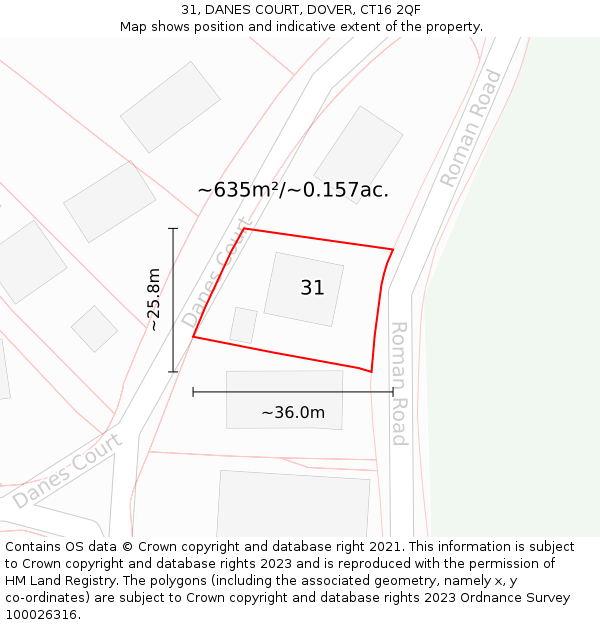 31, DANES COURT, DOVER, CT16 2QF: Plot and title map