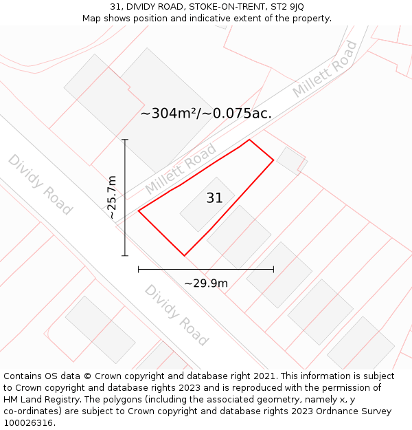 31, DIVIDY ROAD, STOKE-ON-TRENT, ST2 9JQ: Plot and title map