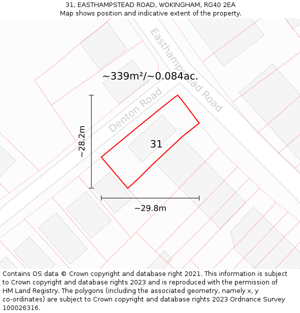 31, EASTHAMPSTEAD ROAD, WOKINGHAM, RG40 2EA: Plot and title map
