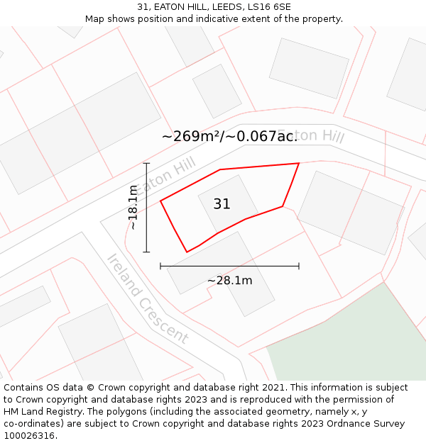 31, EATON HILL, LEEDS, LS16 6SE: Plot and title map