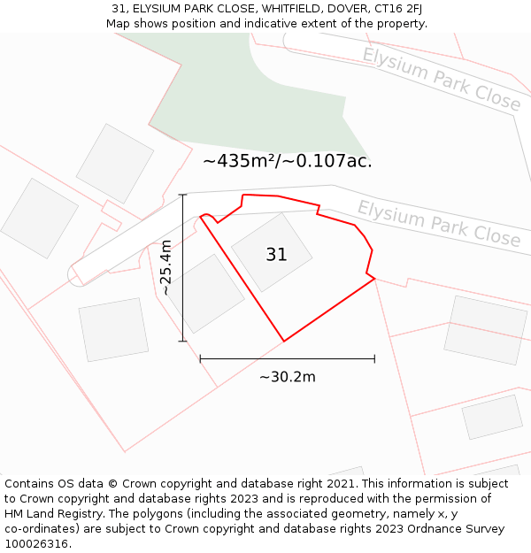 31, ELYSIUM PARK CLOSE, WHITFIELD, DOVER, CT16 2FJ: Plot and title map