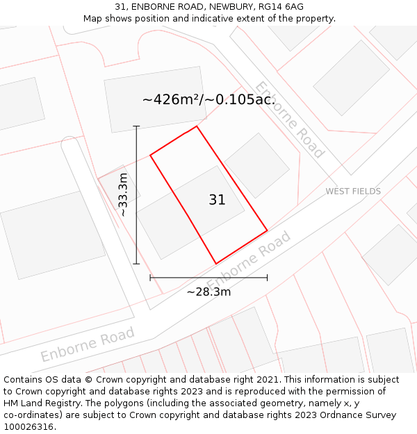 31, ENBORNE ROAD, NEWBURY, RG14 6AG: Plot and title map