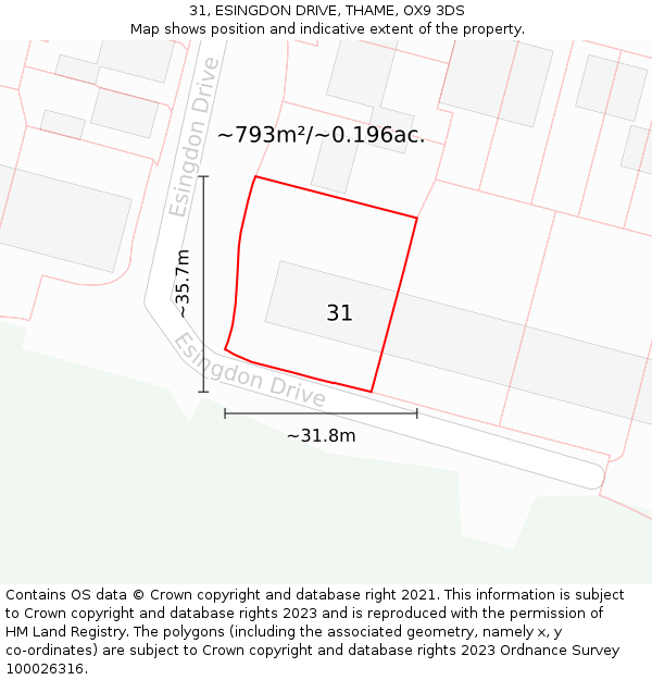 31, ESINGDON DRIVE, THAME, OX9 3DS: Plot and title map