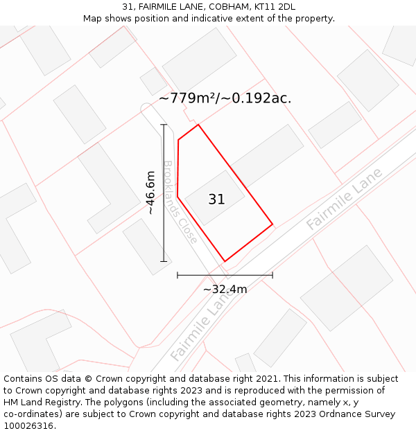 31, FAIRMILE LANE, COBHAM, KT11 2DL: Plot and title map