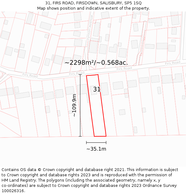 31, FIRS ROAD, FIRSDOWN, SALISBURY, SP5 1SQ: Plot and title map