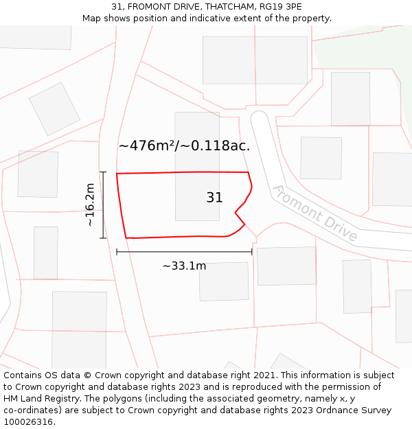 31, FROMONT DRIVE, THATCHAM, RG19 3PE: Plot and title map