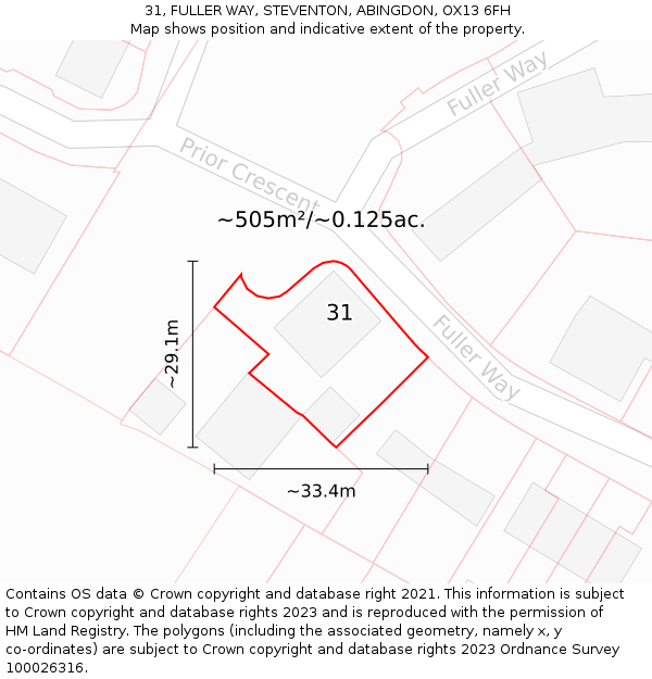 31, FULLER WAY, STEVENTON, ABINGDON, OX13 6FH: Plot and title map