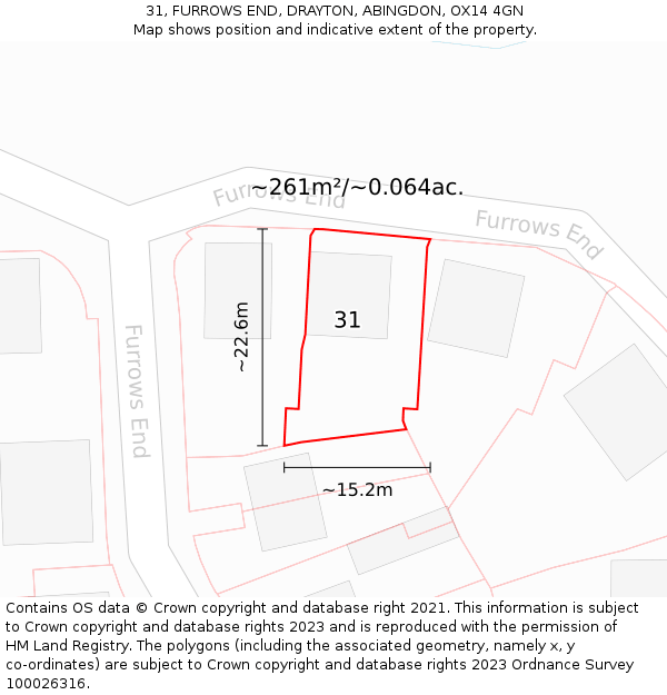 31, FURROWS END, DRAYTON, ABINGDON, OX14 4GN: Plot and title map