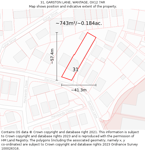 31, GARSTON LANE, WANTAGE, OX12 7AR: Plot and title map