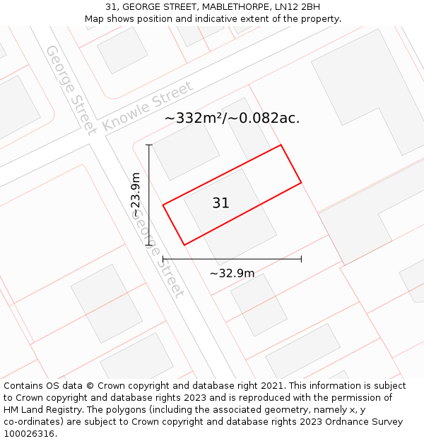 31, GEORGE STREET, MABLETHORPE, LN12 2BH: Plot and title map