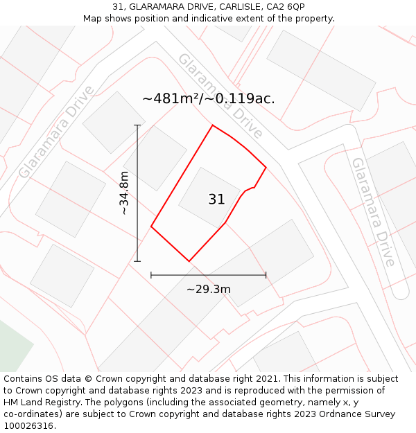 31, GLARAMARA DRIVE, CARLISLE, CA2 6QP: Plot and title map