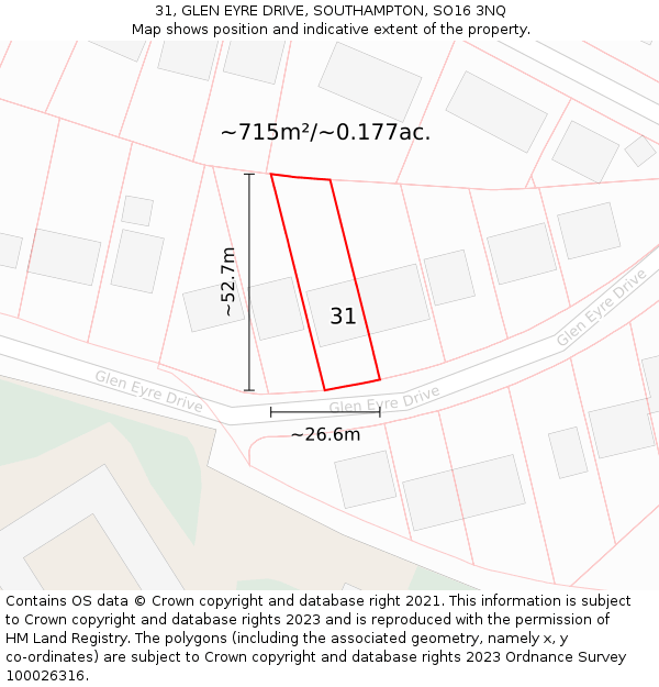 31, GLEN EYRE DRIVE, SOUTHAMPTON, SO16 3NQ: Plot and title map