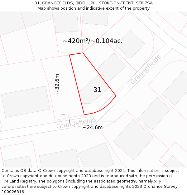 31, GRANGEFIELDS, BIDDULPH, STOKE-ON-TRENT, ST8 7SA: Plot and title map