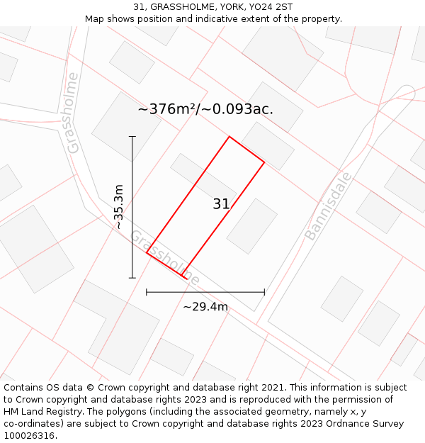 31, GRASSHOLME, YORK, YO24 2ST: Plot and title map